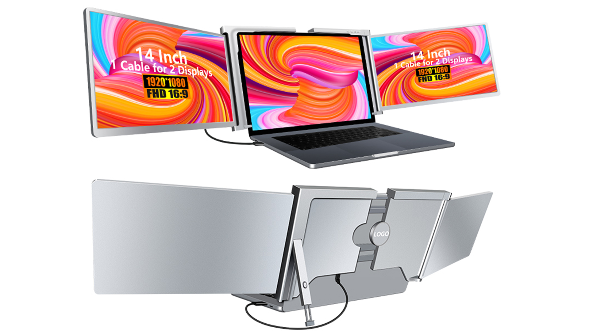 LAPTOPMO TRIPLE SCREEN 14インチ Amazon.com: Laptomo 14'' Triple Portable Monitor for Laptop